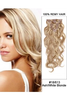 14” 7pcs #18/613 Ash White Blonde Body Wave 100% Remy Hair Clip In Human Hair Extensions 14” 7pcs #18/613 Ash White Blonde Body Wave 100% Remy Hair Clip In Human Hair Extensions